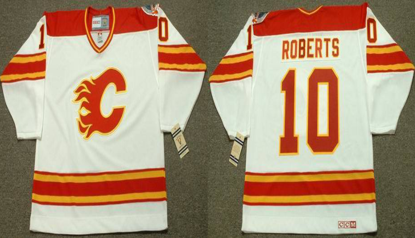 2019 Men Calgary Flames 10 Roberts white CCM NHL jerseys